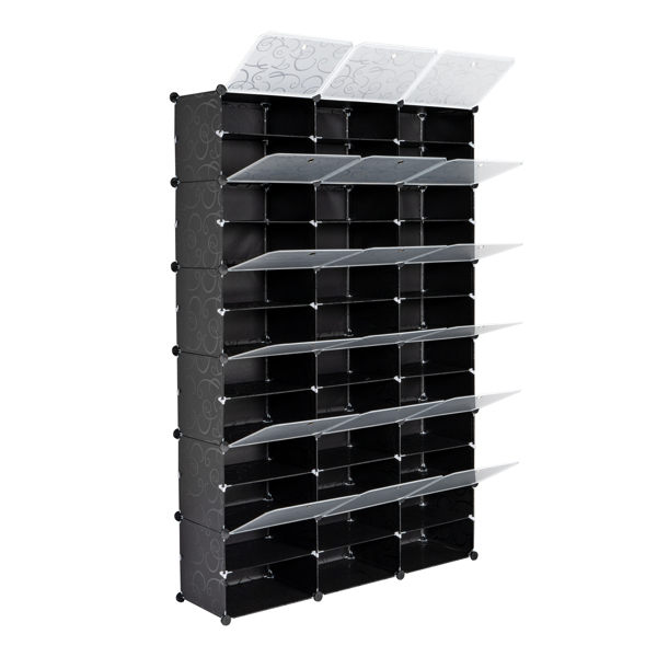 Alvantor Expandable 12-Tier Shoe Rack Organizer with 36 Grids for Up to 72 Pairs of Shoes in Black