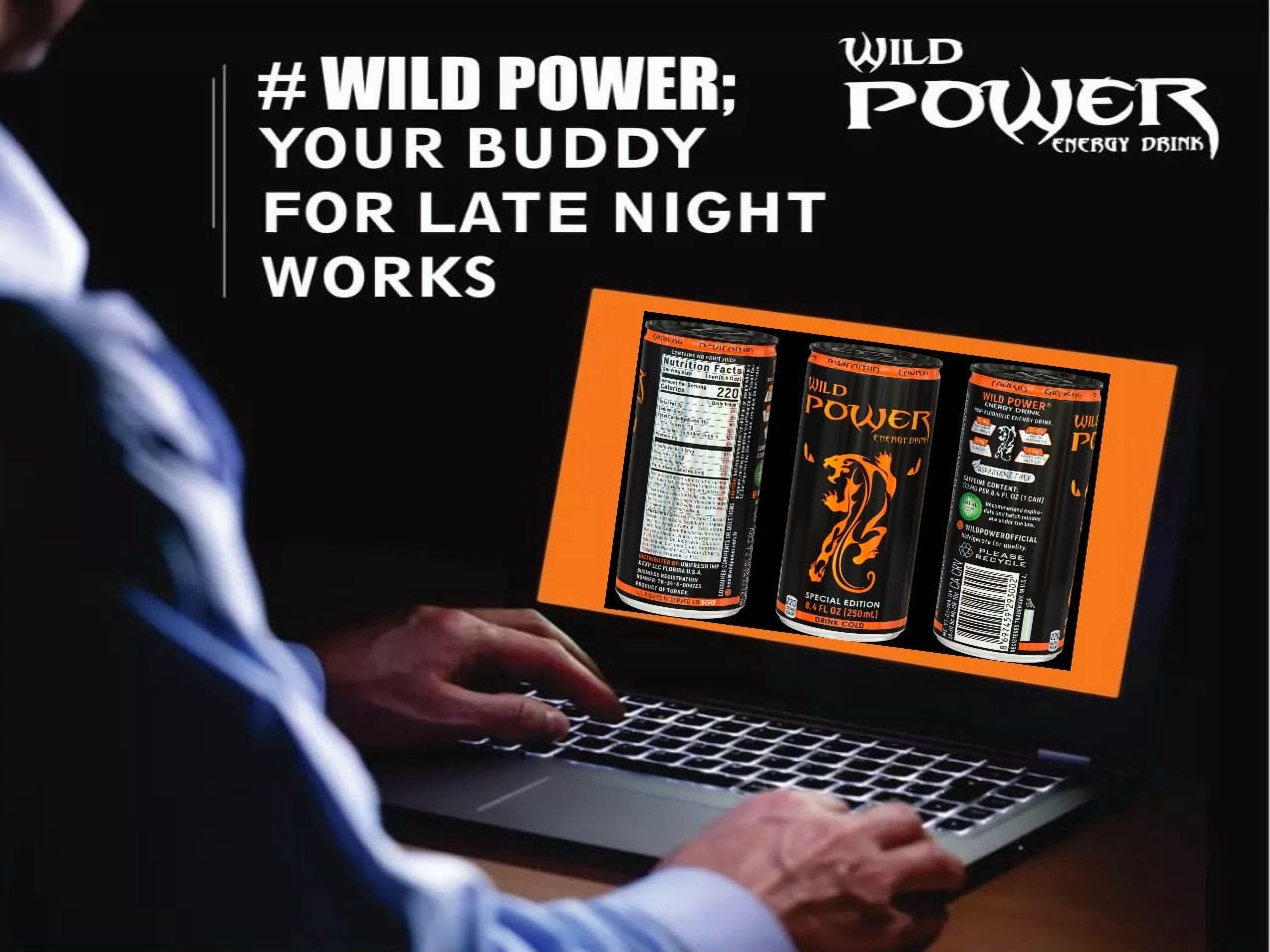 WILD POWER Energy Drink Quick Energy Booster 24 Pack 8.4 fl oz
