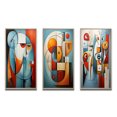 thumbnail image 2 of Designart "Geometric Portrait in Cubism II" Abstract Framed Wall Art Set Of 3 - Teal Cubism Frame Canvas Set For Living Room Decor, 2 of 6