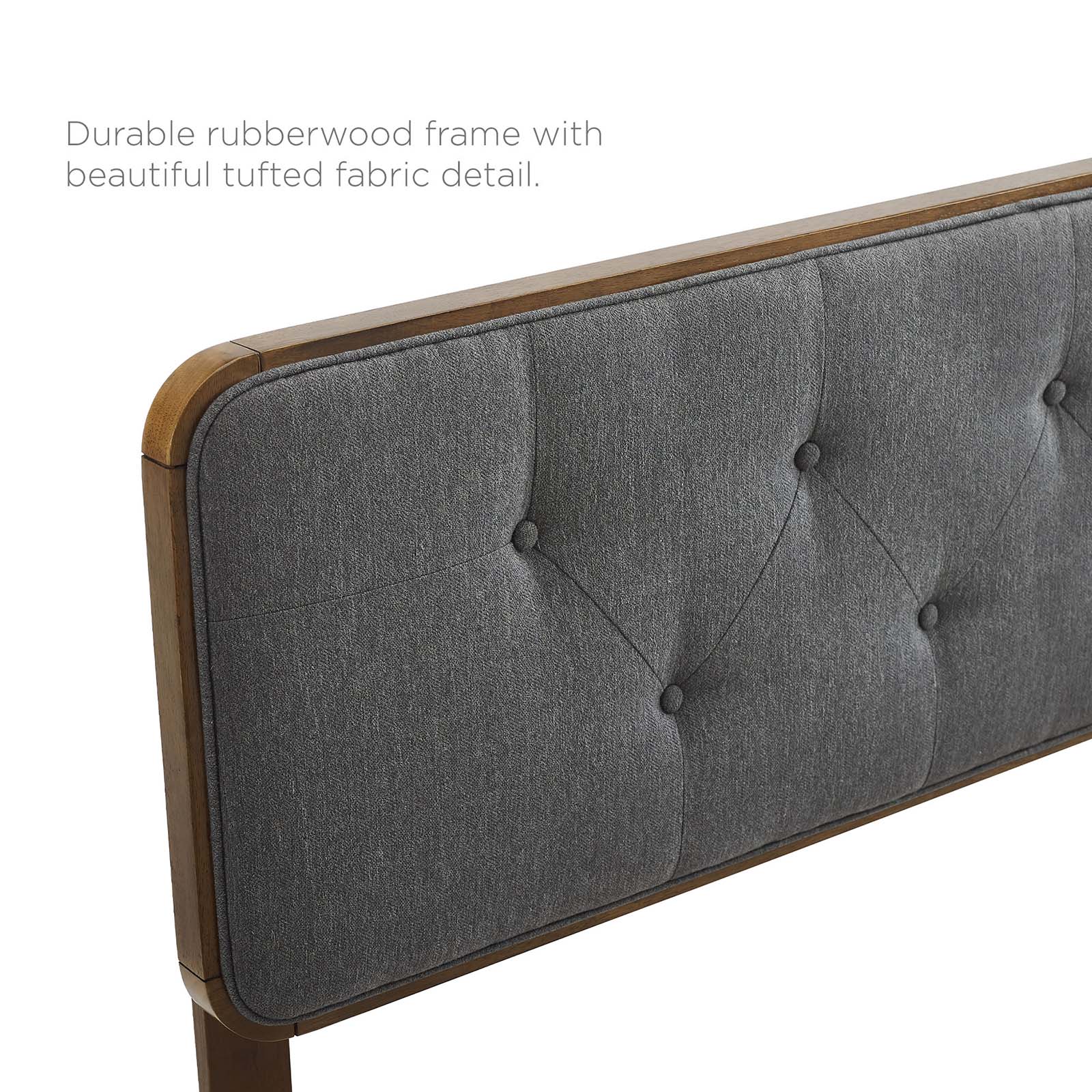 Tufted Headboard, Twin Size, Wood, Fabric, Brown Walnut Grey Gray, Modern Contemporary Urban Design, Bedroom Master Guest Suite