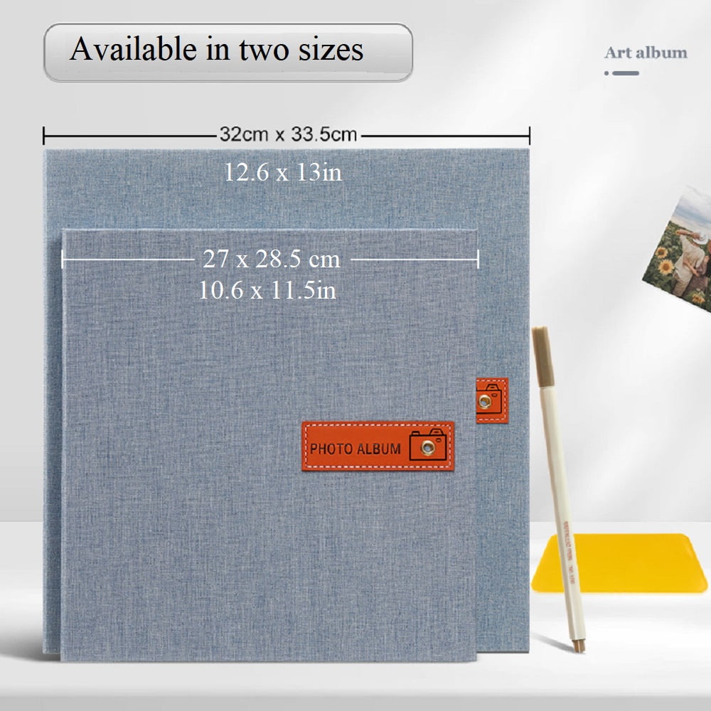 Bevtee 60 Pages Large Photo Album Self Adhesive 4x6 5x7 8x10 Scrapbook DIY Picture, with Pen and Plastic Board,Perfect for Moms, Families, Babies, and Weddings, Grey, 13" x 12.6"