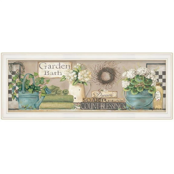 Garden Bath by Pam Britton Printed Framed Wall Art Wood Multi-Color