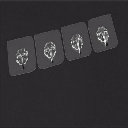 

Wall Hook 12 Pound (Maximum) Transparent Reusable Seamless Hook Waterproof and Oil Proof Bathroom Kitchen Heavy-duty Self-adhesive Hook 4 sets