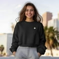thumbnail image 3 of Dalix Cappuccino Embroidered Fleece Relaxed Boxy Fit Long Sleeve Crewneck Sweatshirt Womens in Black L Large, 3 of 5