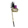 Way to Celebrate Mardi Gras Sequin Black Stick Mask