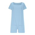 thumbnail image 4 of Sudadera de Color Sólido de las Mujeres, Manga Corta Romper de Ajuste Suelto con Bolsillos Dobles Y Detalle de Costura para el Verano Y los Viajes, Traje de Juego Casual, 4 of 6