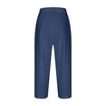 thumbnail image 6 of Women's Linen Pants 2025 High Waisted Straight Leg Loose Fit Casual Trousers with Side Slits & Pockets | Yubnlvae (Navy | M), 6 of 7