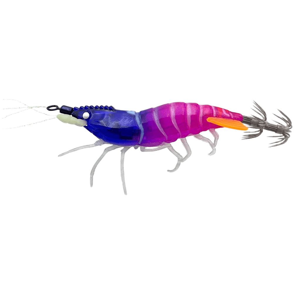 GRIMPEX Realistic Glow in Dark Shrimp Lure with Rattling Beads and Soft Moving Legs A