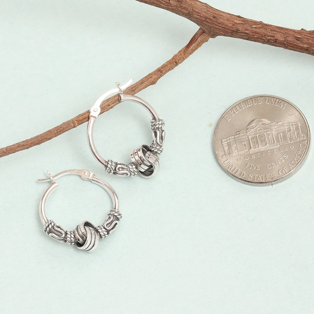 LeCalla 925 Sterling Silver Jewelry Italian Design Love Knot Balinese Hoop Earrings for Women and Teen 17MM