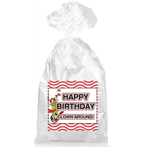 Clowning Around Happy Birthday Party Favor Bags with Ties - 12pack