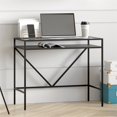 thumbnail image 2 of Henn&Hart 36" Modern Metal Desk with Tempered Glass Top in Black, 2 of 3