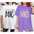 thumbnail image 2 of PAVIG Mr Mrs Halloween Couple Matching Bat Spiderweb Garment-Dyed Tee, 2 of 7