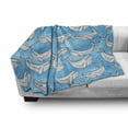 thumbnail image 2 of Sea Animals Soft Flannel Fleece Blanket, Dotted Humpback Whale Maritime Theme Summer Artwork Style Ornament Ocean Design, Cozy Plush for Indoor and Outdoor Use, 70" x 90", Blue Grey, by Ambesonne, 2 of 5