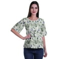 thumbnail image 2 of Moomaya Printed Round Neck Top For Women Elbow Sleeve Blouse Tunic Formal Wear, 2 of 6