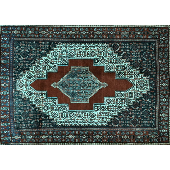 Ahgly Company Indoor Rectangle Persian Light Blue Traditional Area Rugs, 6' x 9'