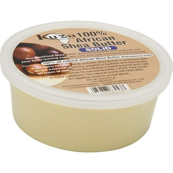 Kuza 100% African Shea DPF11 Butter - Solid, White - for Skin, Hair and Nails, 8 oz