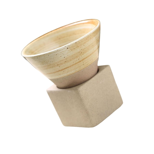 Langgg Pottery Tea Cup Hand Crafted Kung Fu Tea 100ml for Tea Lover Indoor Outdoor Light Yellow