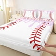 thumbnail image 5 of Erosebridal Light Purple Drippy Baseball Print Full Size Sheets, Sports Monogram Bed Sheets for Kids Boys and Girls, 1 Flat Sheet, 1 Fitted Sheet and 2 Pillowcases, 5 of 6