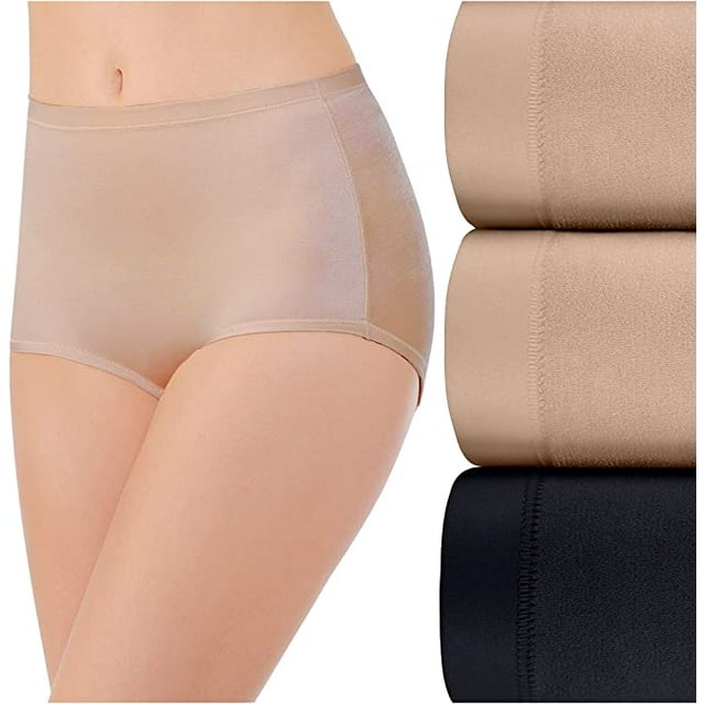 Vanity Fair Women's Body Caress Flexible Fit Brief Panties 3-Pair, Neutral/Neutral/Black, Style-13138, Size 8/X-Large