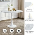thumbnail image 2 of 5-Piece 31.5" Round Dining Table Set, Mid-Century Modern All-Metal Kitchen Table with Velvet Nailhead Trim Chairs & Stainless Steel Legs, for 4, Small Spaces, Apartments, Living Room, 2 of 7