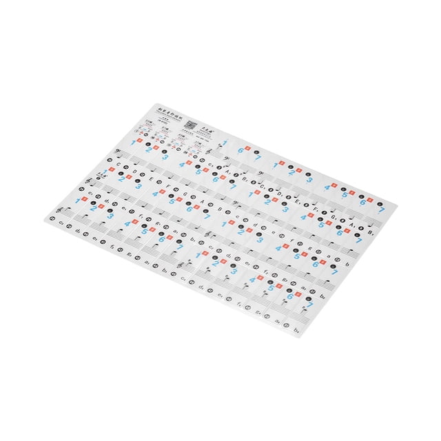 PVC Piano Keyboard Stickers for 37/49/61/88 Key Instruments – White Key Application with Musical Alphabet, Numbered Notation, Stave & Sharps/Flats – Easy Adhesive Backing, Removable & Damage-Free –