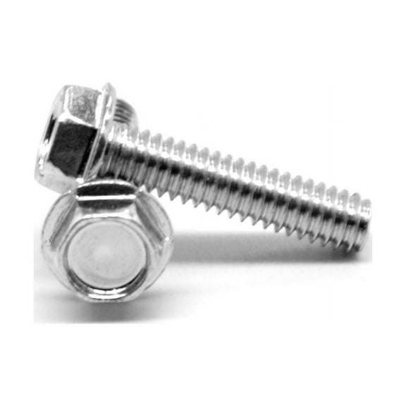 #10-32 x 5/8" (FT) Fine Thread Machine Screw Hex Washer Head Low Carbon Steel Zinc Plated Pk 100