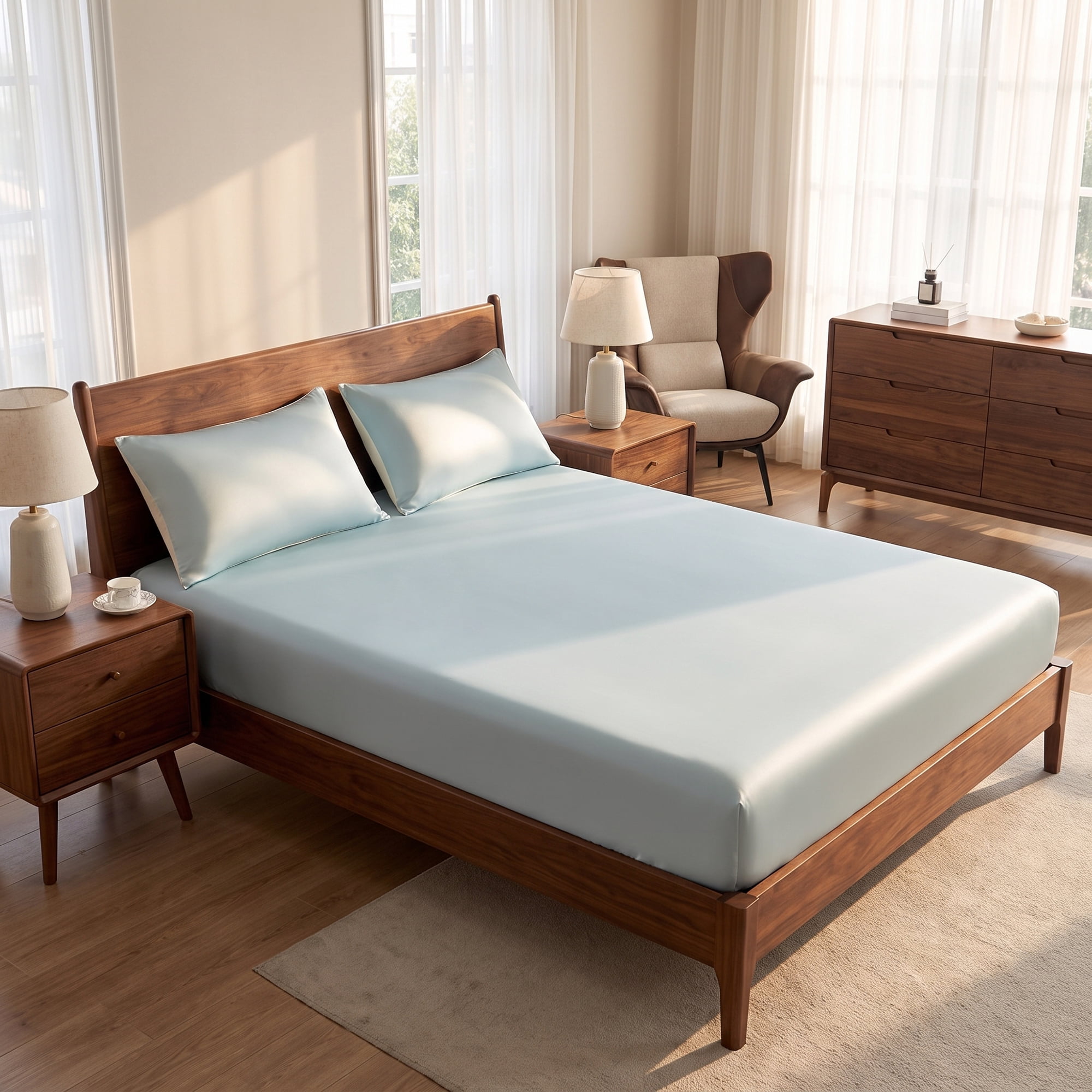 Unique Bargains Microfiber Bed Sheets Cooling for Comfortable Sleep 59.1"x78.7" Light Blue