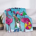 thumbnail image 3 of Yiaed Beach Flamingo Trio Print Blanket Throw Blanket Soft Cozy Flannel Blanket for Home Bed Sofa Couch Chair-80"x60", 3 of 6