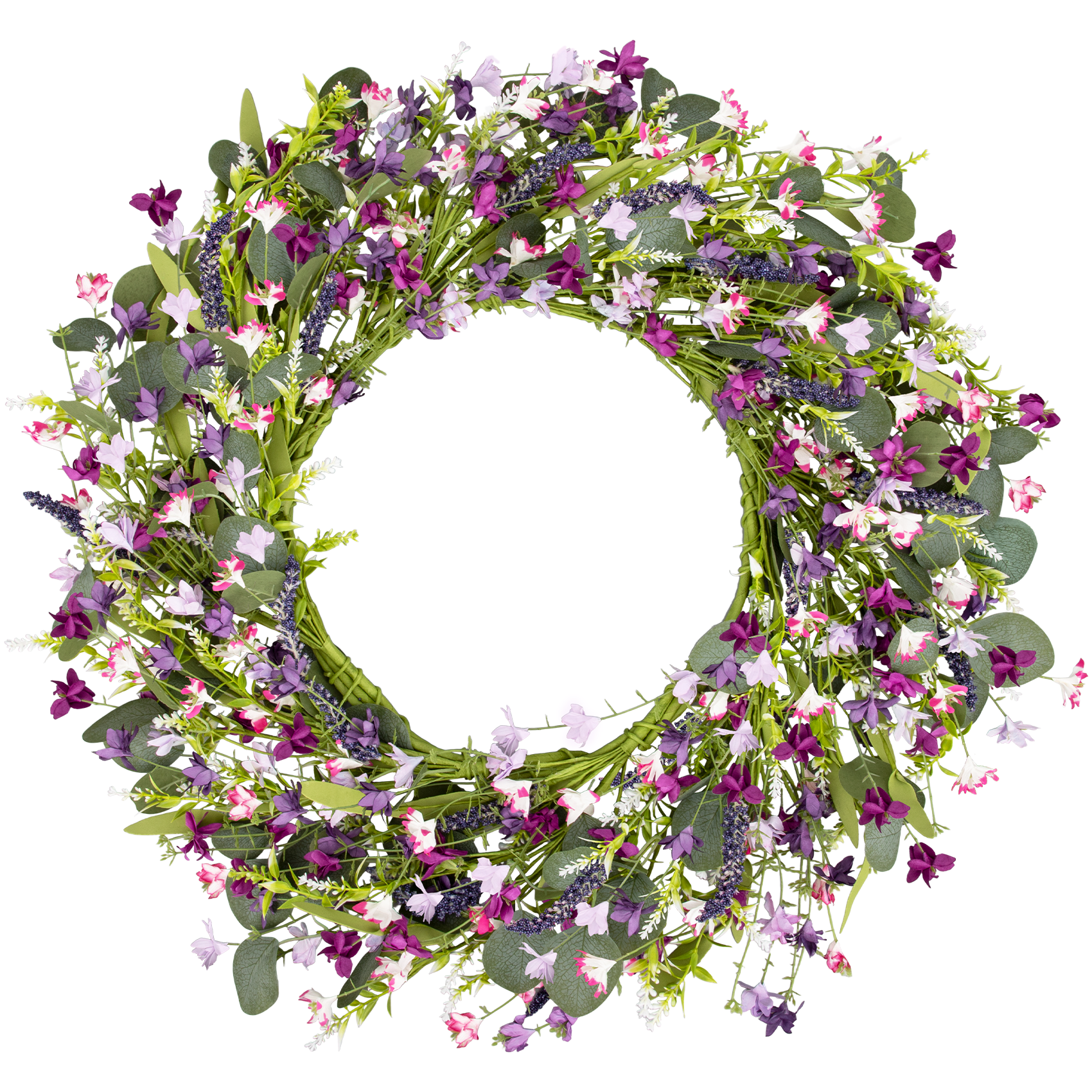 AcerichFad Spring Wreath Decor, 22 Inch Artificial Violet Lavender Wreaths for Front Door Porch Indoor Outdoor Home Spring Summer Decoration