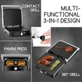 thumbnail image 5 of Panini Press, 4 Slice Grill Sandwich Maker and Griddle Grill Combo with Non-Stick Plates, Opens 180° for Indoor BBQ /Flat Top Grill, Stainless Steel, 1200W, 5 of 9