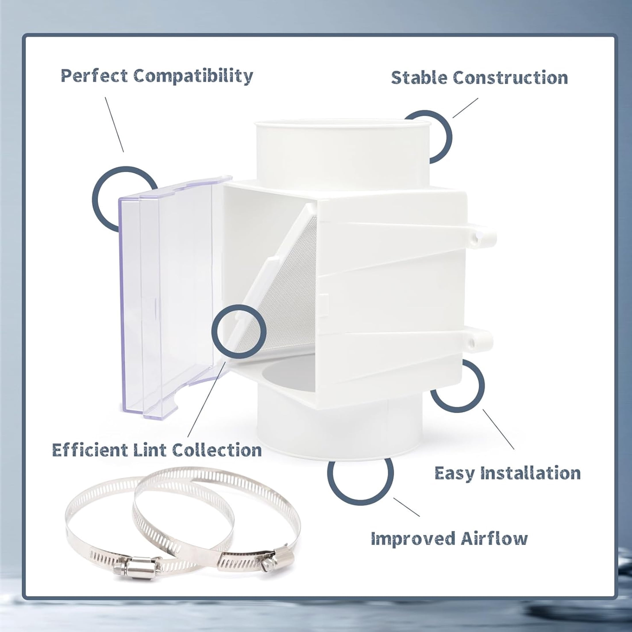 B4B Bang 4 Buck Dryer Duct Lint Trap PCLT4WZW Easy Clean - Secondary Dryer Lint Trap - 1-Pack White