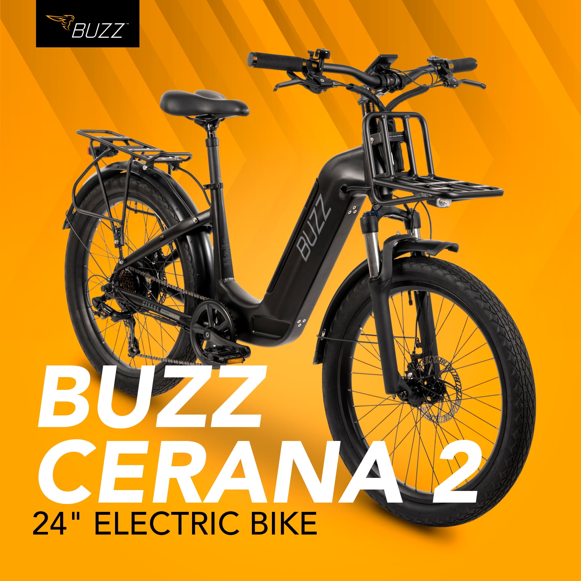Buzz 24" Cerana 2 48V Electric Bike, Fits Riders 60"+, Matte Black, Adult, Unisex