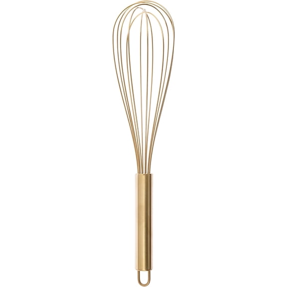 ABPETE Stainless Steel Whisk Heavy Duty - Gold Metal Kitchen Whisking Tool for Cooking, and Baking - 11.75" Wire Whip