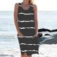 thumbnail image 1 of Nouvelle Robe Rayée pour Femmes Col Rond Sans Manches Robe Moulante Imprimée Robe Décontractée Style Tribal Élégant Robe Imprimée avec Poche, 1 of 7