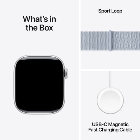 Apple Watch Series 10 (GPS) 42mm Aluminum Case with Blue Cloud Sport Loop - Silver - (2024)
