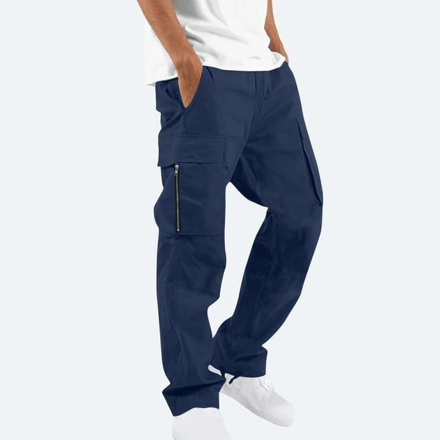Pantalones cargo para hombre, estilo casual, con múltiples bolsillos, rectos, para exteriores, para fitness
