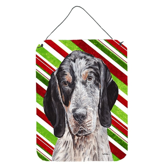 Blue Tick Coonhound Candy Cane Christmas Wall or Door Hanging Prints