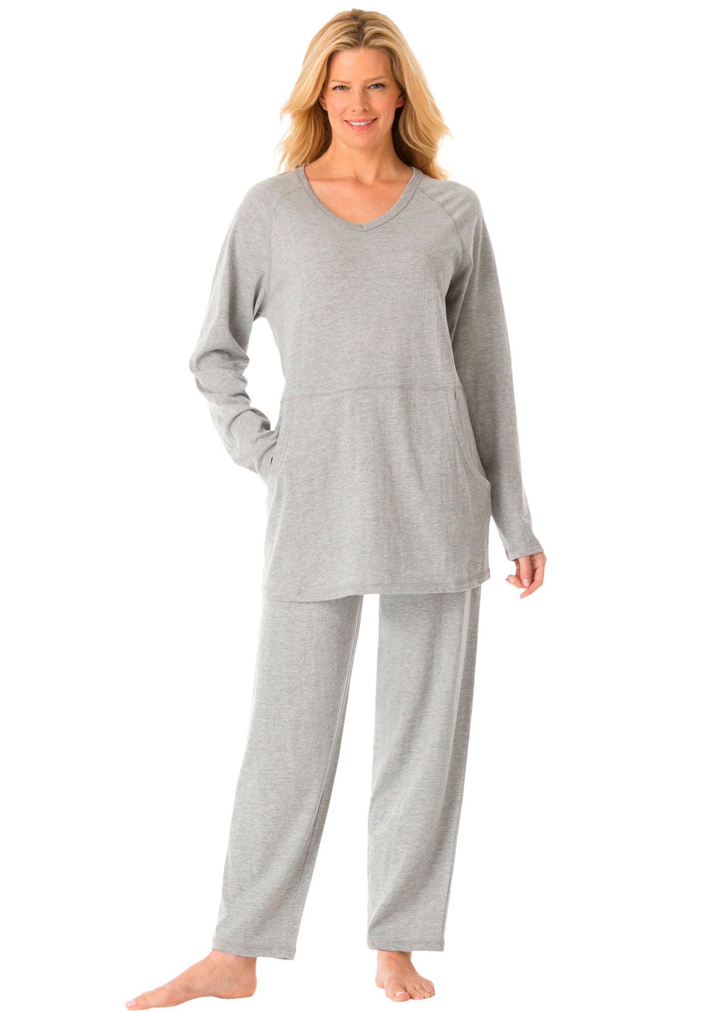 Dreams & Co. Women's Plus Size 2-Piece Lounge Set Pajamas - 3X, Heather ...