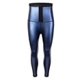 thumbnail image 5 of IWRICH Sauna Pants for Men High Waist Trainer Leggings Sweat Compression Tummy Control Leggings Blue M, 5 of 6