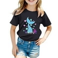 thumbnail image 1 of NINGMENG Hauts et T-Shirts pour Filles Tout-Petits Imprimé Graphique Océan Mignon Col Rond Manches Courtes Chandail T-Shirts Extérieur, Noir, 3-4 Ans, 1 of 3