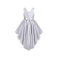 thumbnail image 4 of Girls Dress Gray Hi-lo Pearl Organza Bow Bridesmaid Pageant Wedding 8 Years, 4 of 8