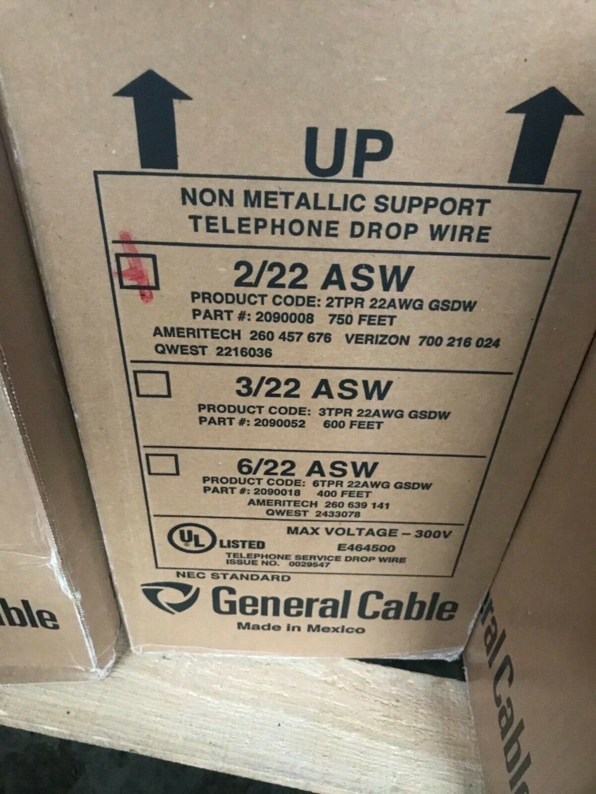 General Cable 2090008 Glass Supported Drop Wire, 22 AWG, Black 750 feet ...