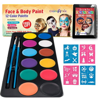 Bowitzki Face Paint Makeup Kit,10 colors 32 Stencils 2 Brushes