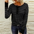 thumbnail image 4 of Posijego Womens Striped Long Sleeve Shirts V Neck Button Blouses Spring Casual Loose Women's Plus Tops, 4 of 7