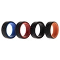 thumbnail image 1 of Juego de anillos de boda de silicona de 2 capas biselados de 8 mm - Negro por ROQ para hombres - Anillo de 4 x 7 mm, 1 of 1