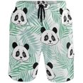 thumbnail image 1 of Cute Panda Palm Leaf Beach Board Shorts Quick Dry Swim Shorts with Pockets, 1 of 6