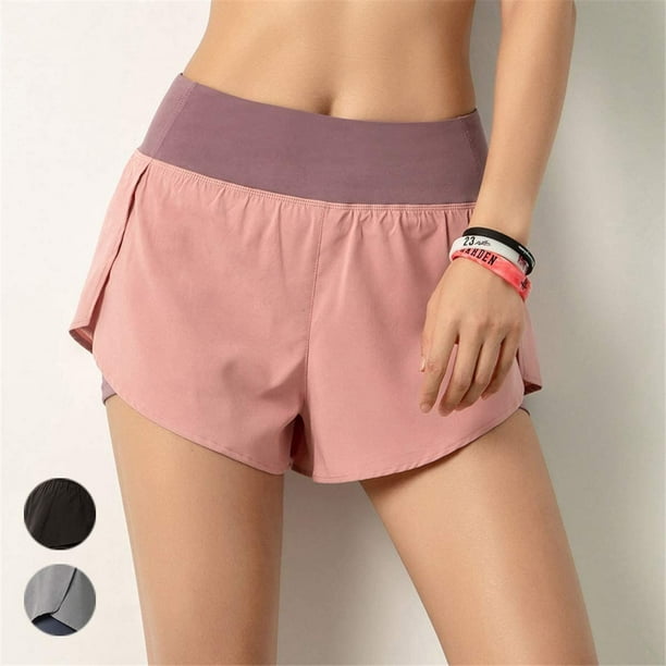 Women's 2 in 1 Running Shorts Workout Athletic Gym Yoga Shorts with Side  Pocket