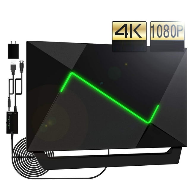 Antenas de TV, receptores de TV, antena de TV moderna, antena interior/exterior con alcance de 160 km para Smart TV y televisores antiguos, antena de TV digital con cable coaxial y amplificador de señ