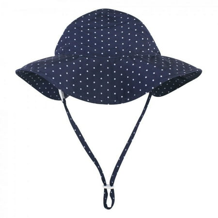 UPC: 0660168574630 | Hudson Baby Infant and Toddler Girl Sun Protection Hat Navy Blue Dot 0-6 Months