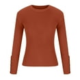 thumbnail image 4 of Lilgiuy Women's Autumn And Winter Casual Button Round Neck Long Sleeve Solid Color Sweater Tops Blouse,Orange,10(XL) Winter Fashion 2022, 4 of 5